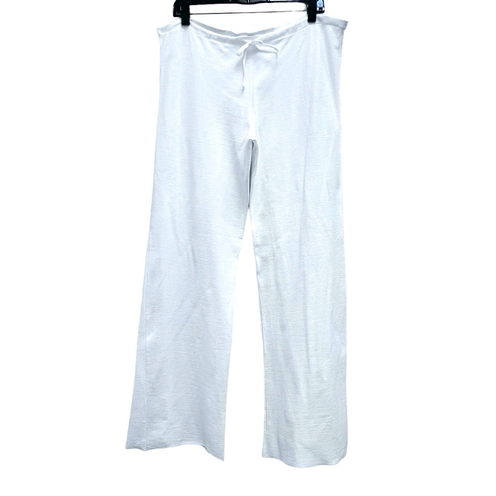 SKIN WHITE DRAWSTRING WIDE LEG ORGANIC COTTON LOUNGE PANTS